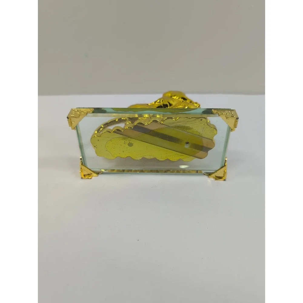 Feng Shui Gold tiger on Glass base‎ statue home decor